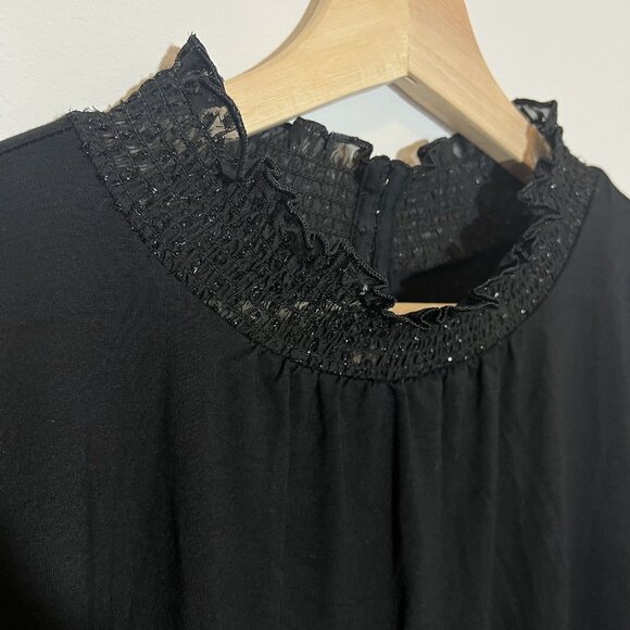 Talbots Women’s Black Blouse Plus Petite 2X Majesty Long Sleeve Smocked Stretch - Picture 10 of 13